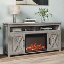 Grey tv stand with store fireplace 65 inch